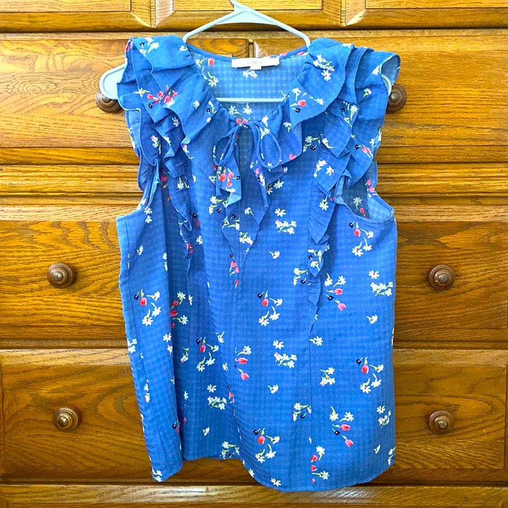 Periwinkle floral print blouse | Loft | Size M